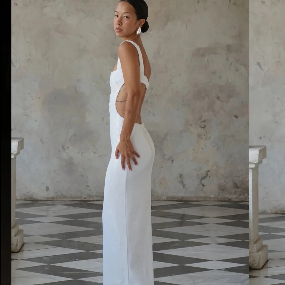 Meshki sequin white dress, size Medium - Picture 4 of 10